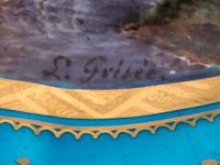 A Pair of Sèvres Style Painted and Parcel Gilt Celeste Blue-Ground Porcelain Lozenge-Form Dishes