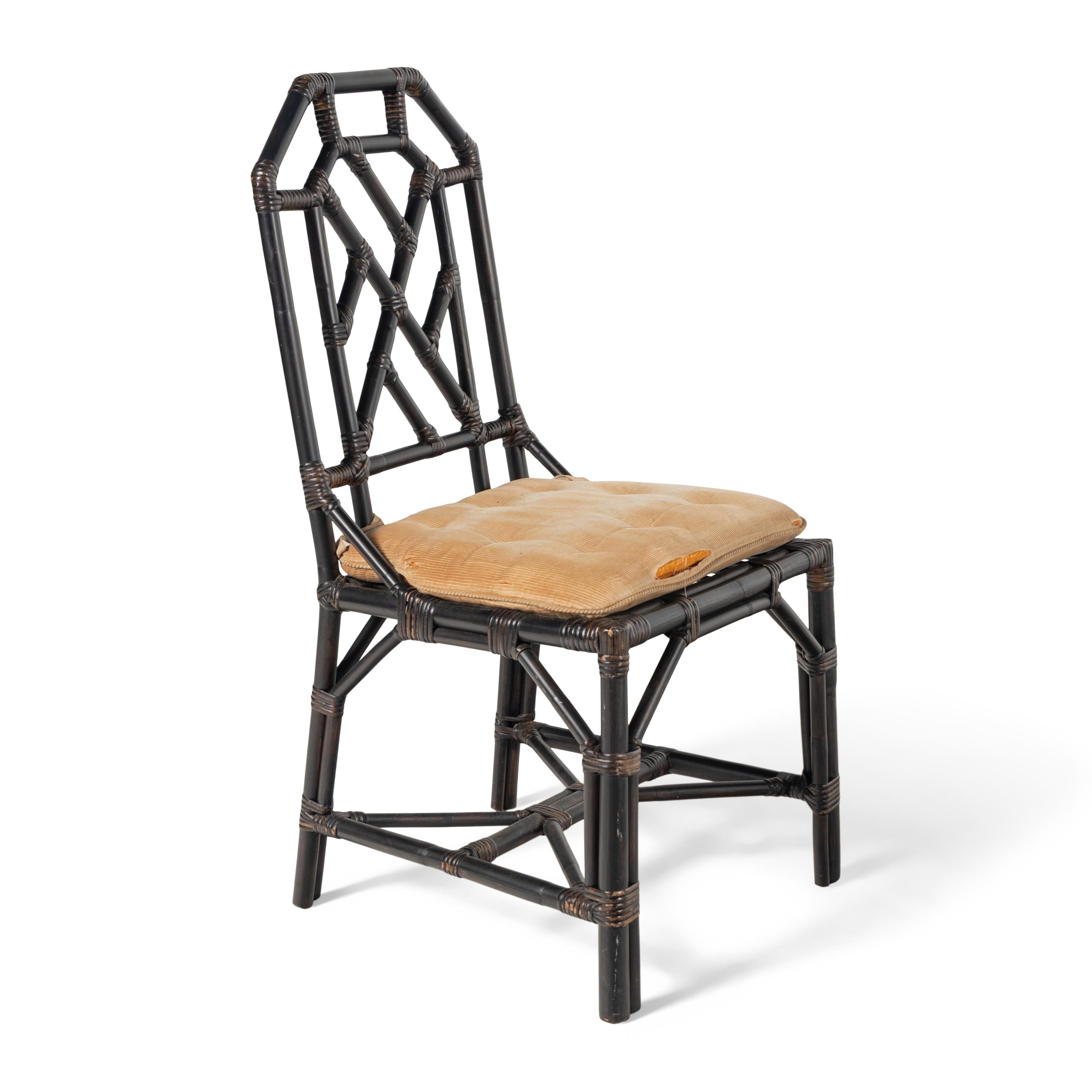 A Group of Black Painted Rattan Furniture