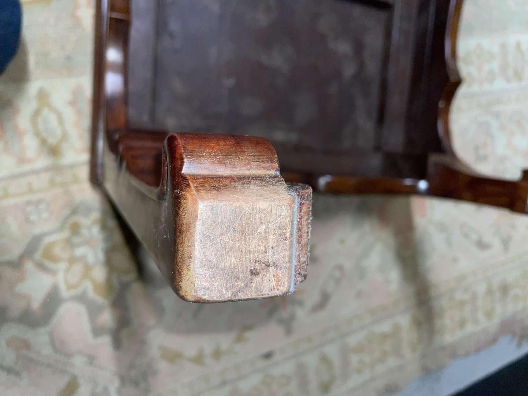 A Chinese Ming dynasty style carved hardwood low table 明式硬木矮方桌