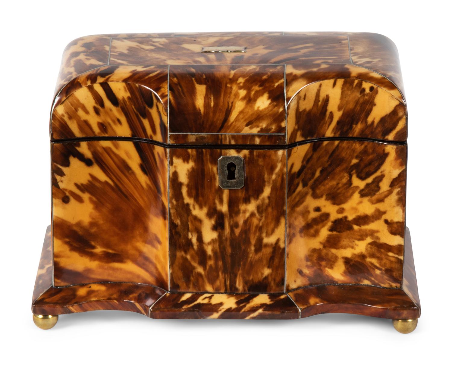 A George III Tortoise Shell Tea Caddy
