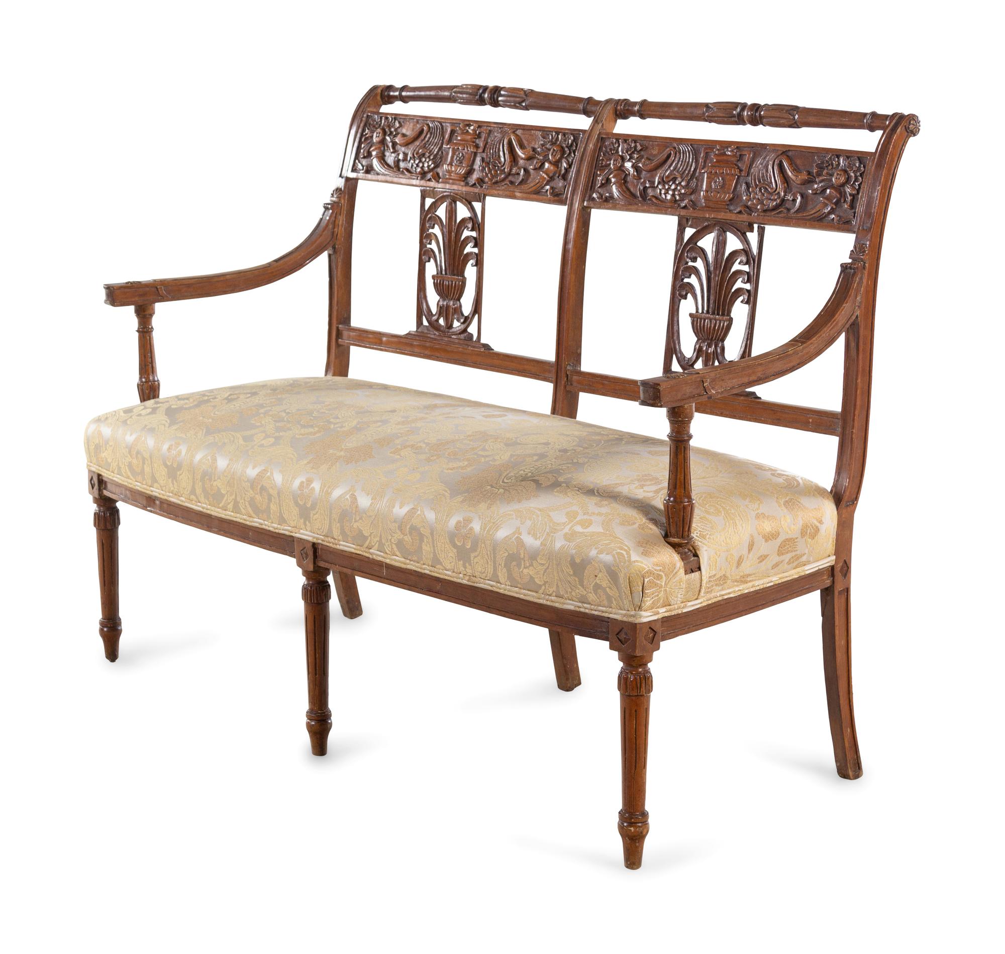 An Italian Carved Fruitwood Bench