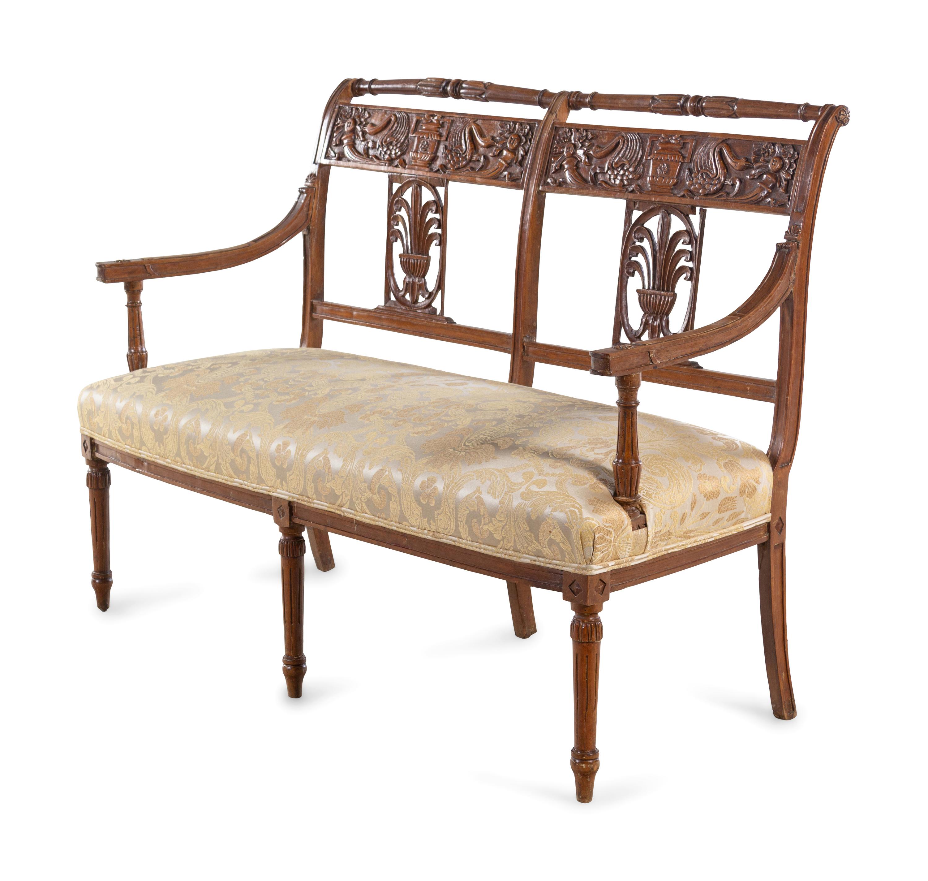 An Italian Carved Fruitwood Bench