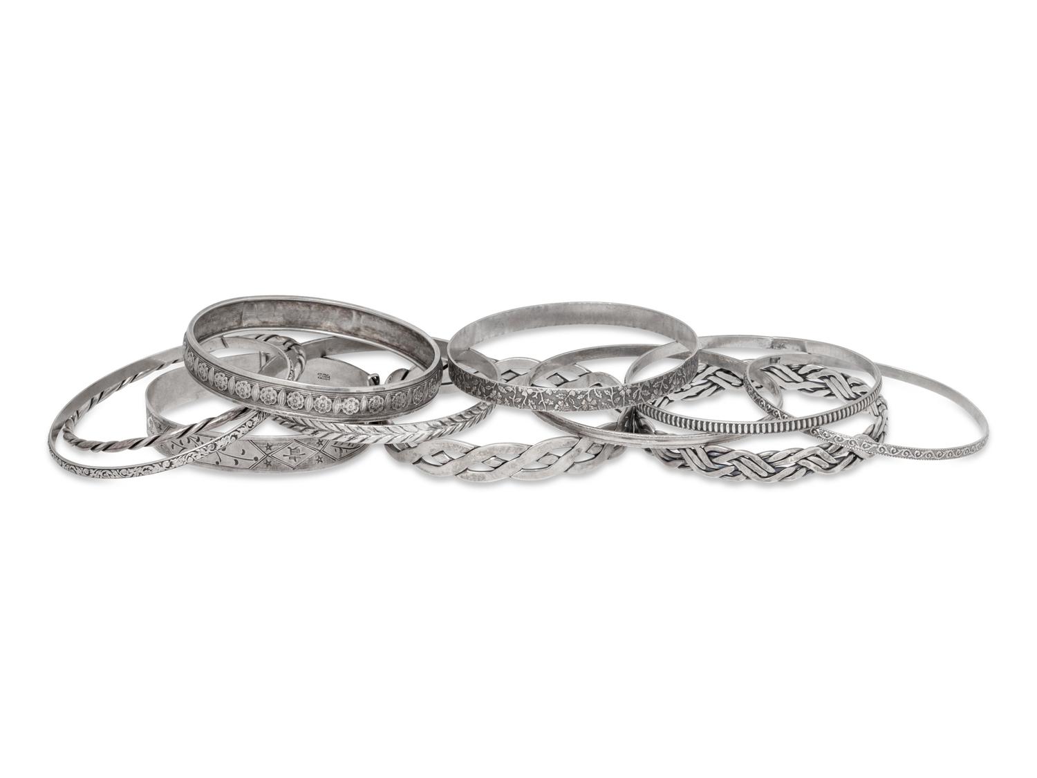 A Collection of Sterling Silver Bangles,
