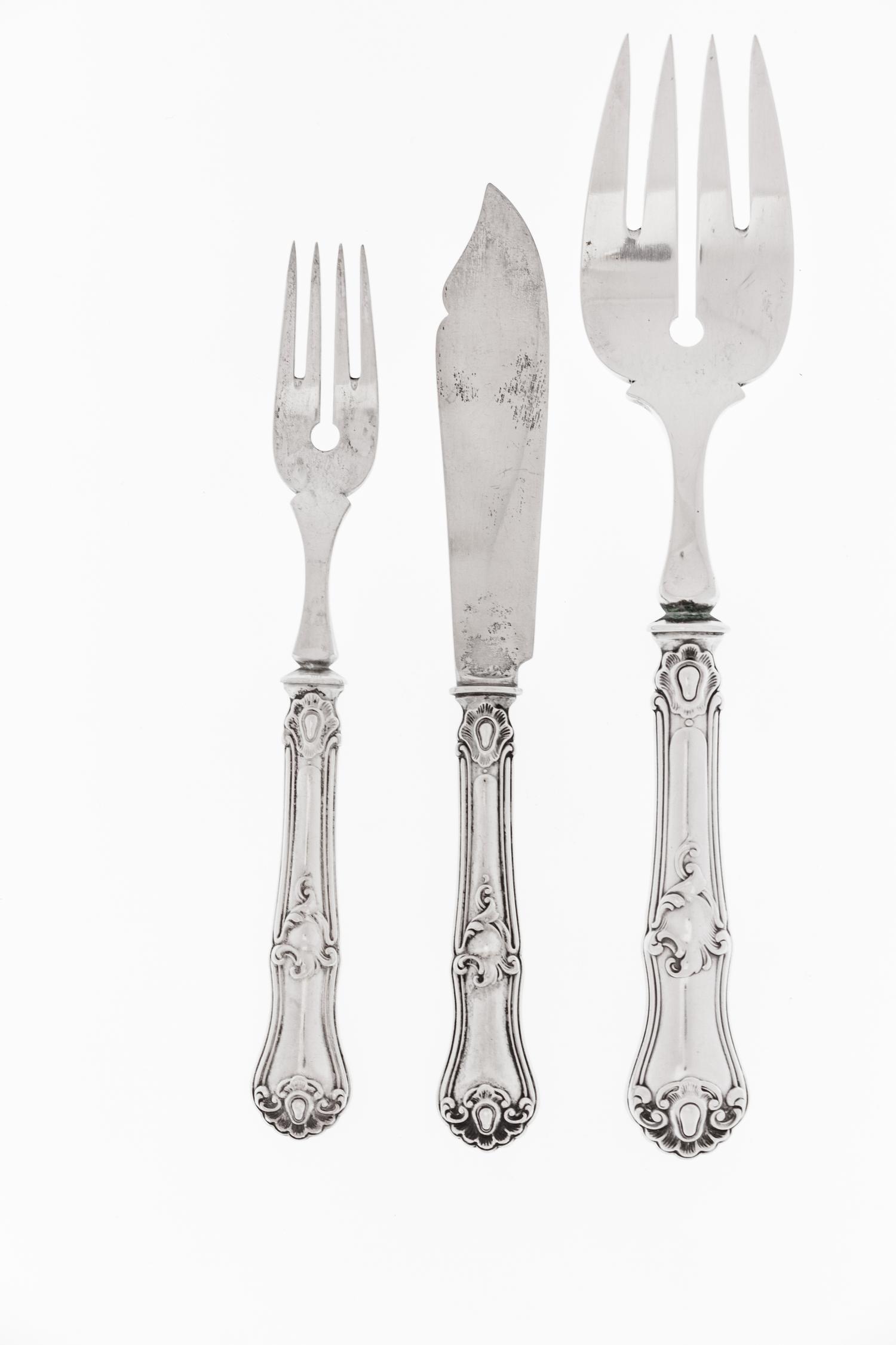 An Austrian Silver Fish Service