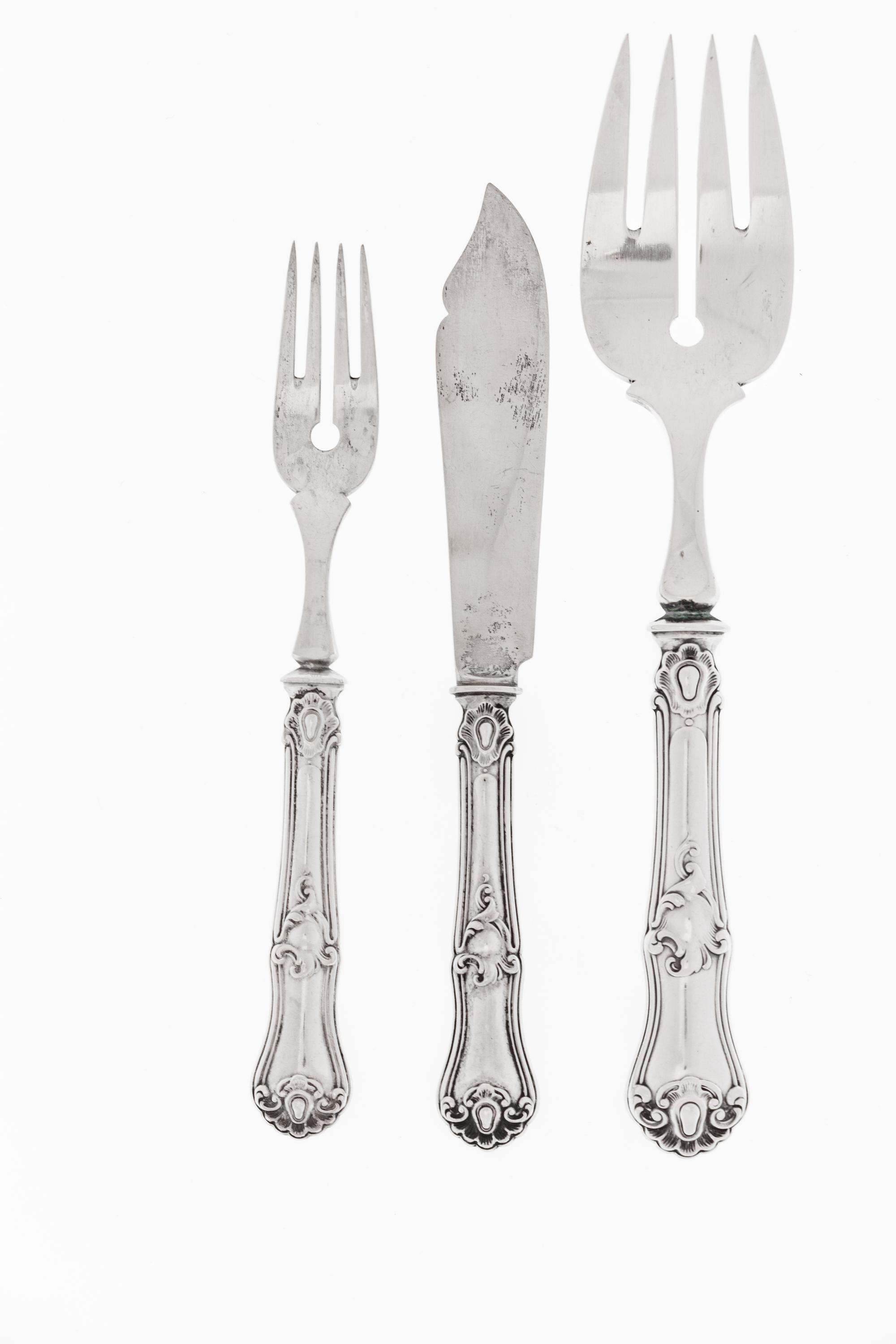 An Austrian Silver Fish Service
