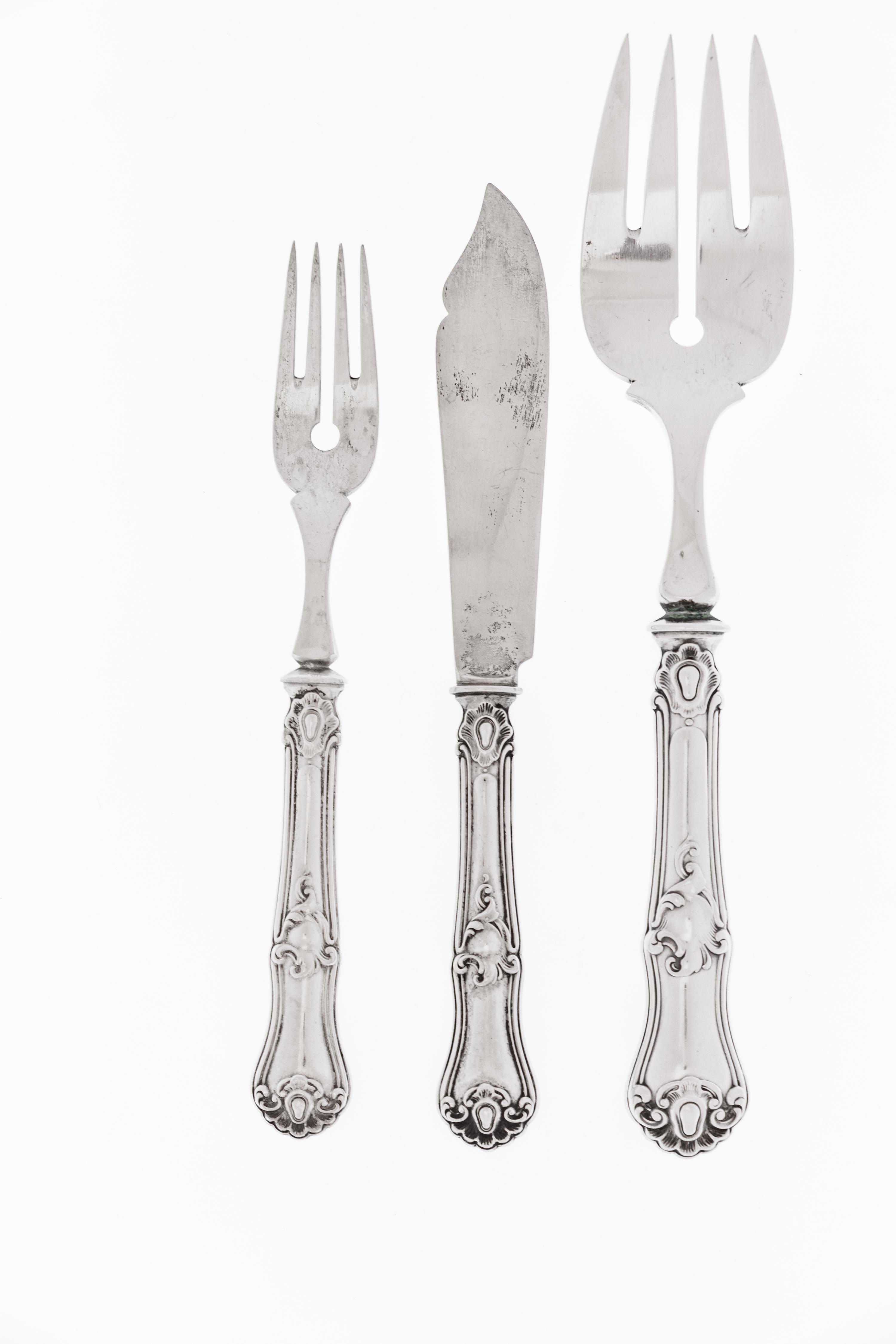 An Austrian Silver Fish Service