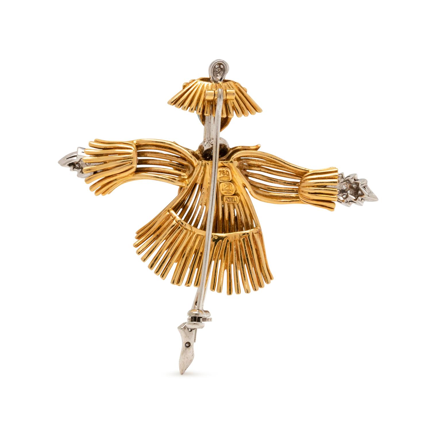 ENAMEL AND DIAMOND SCARECROW BROOCH