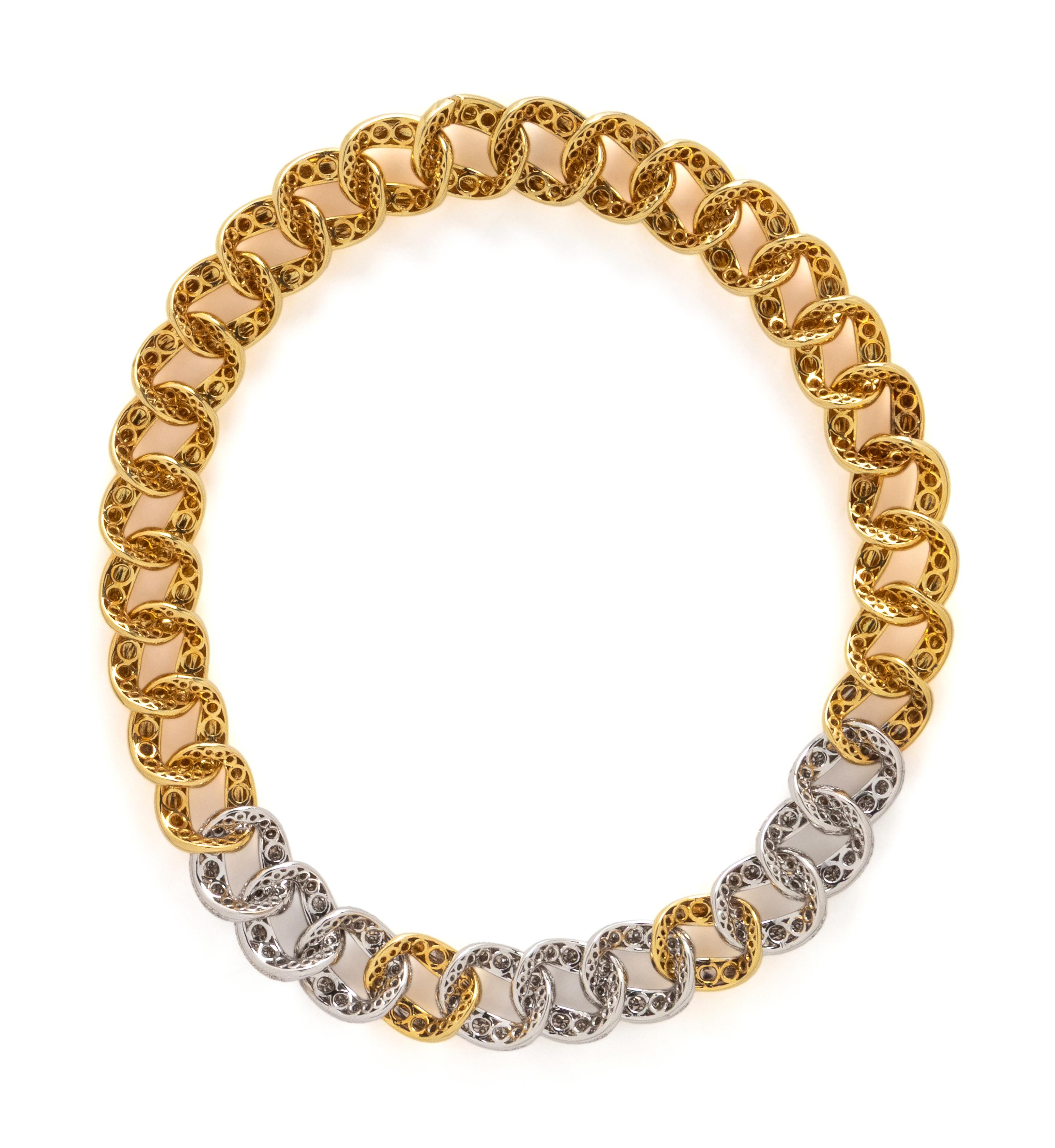 BICOLOR GOLD AND DIAMOND NECKLACE