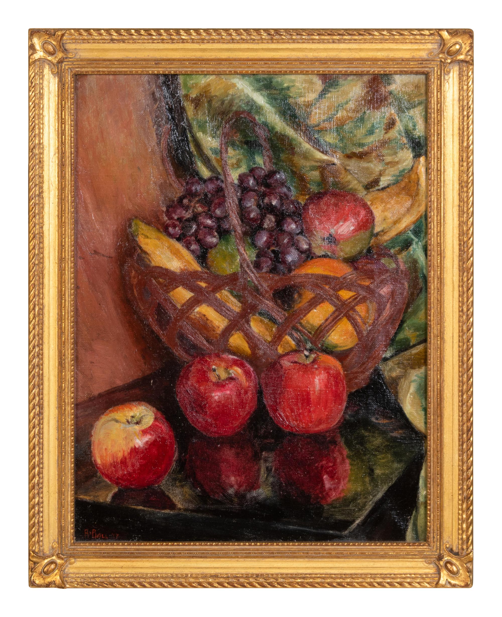 Four Still Life Paintings Depicting Fruit and Wine
