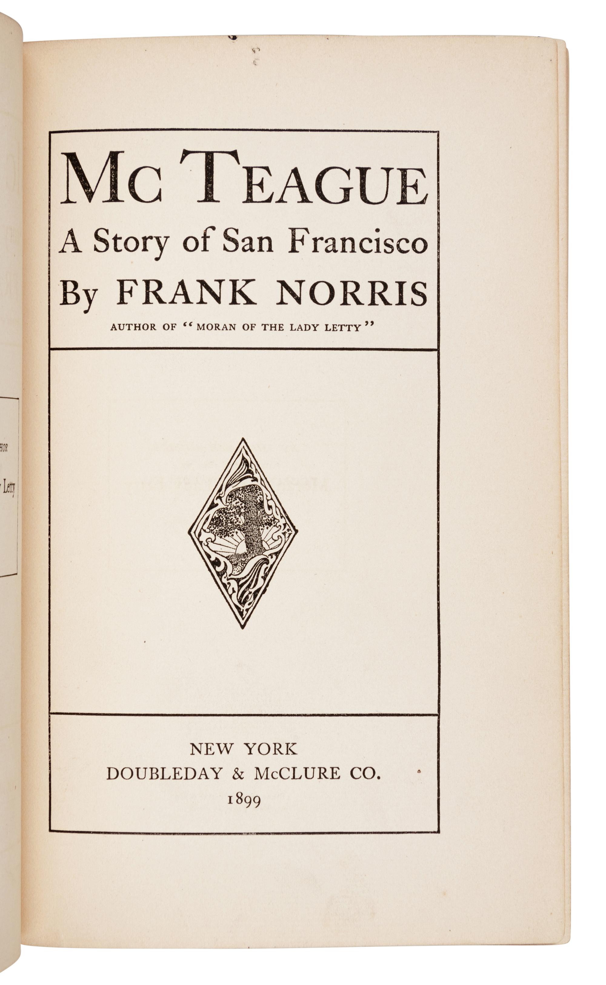 NORRIS, Frank (1870-1902). 2 works, comprising: