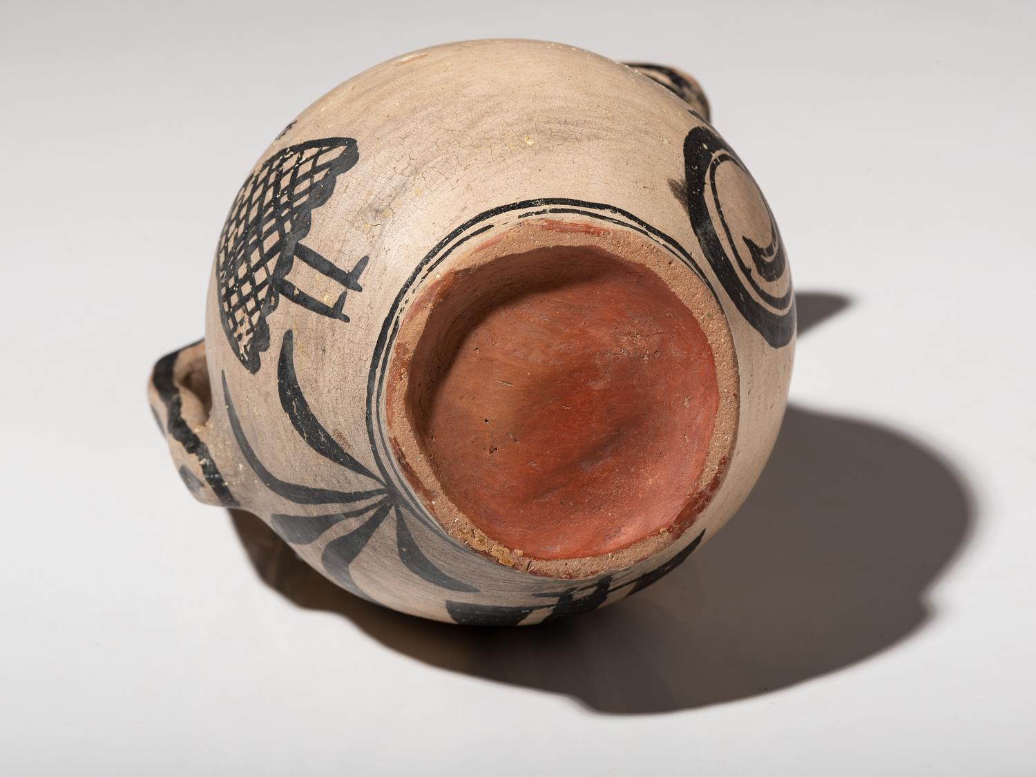 Cochiti Figural Pottery Pitcher and San Ildefonso Polychrome Basin