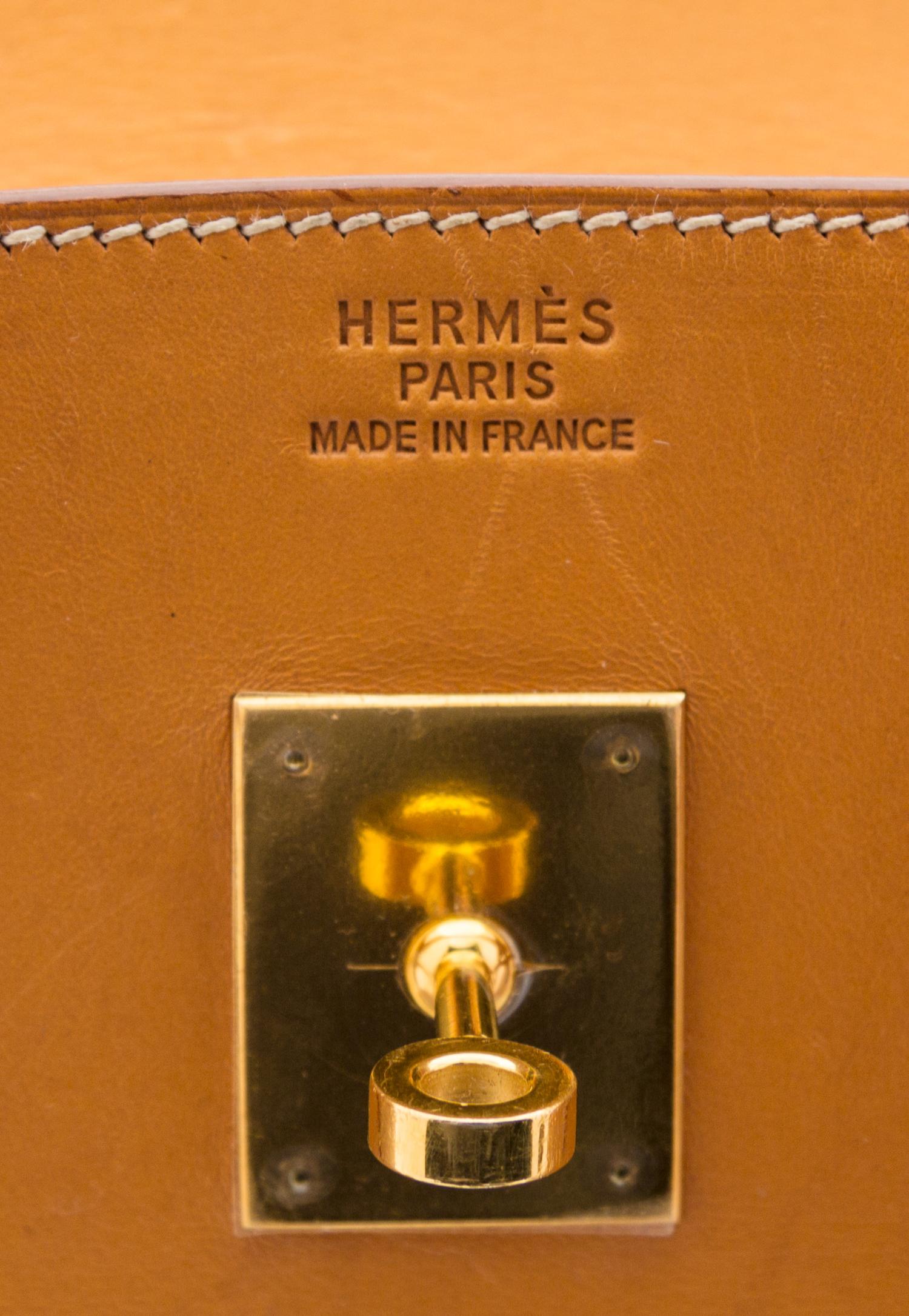 An Hermes Tan Leather 35cm Birkin Handbag, 13.5" x 11" x 7".