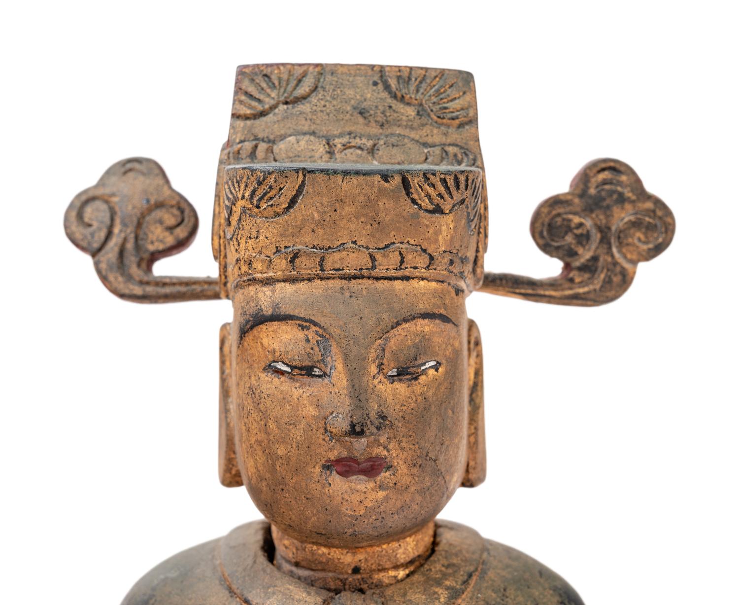 Three Chinese Carved Wood Figures
