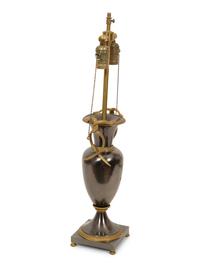 A Gilt Bronze and Silver Metal Urn Mounted as a Lamp