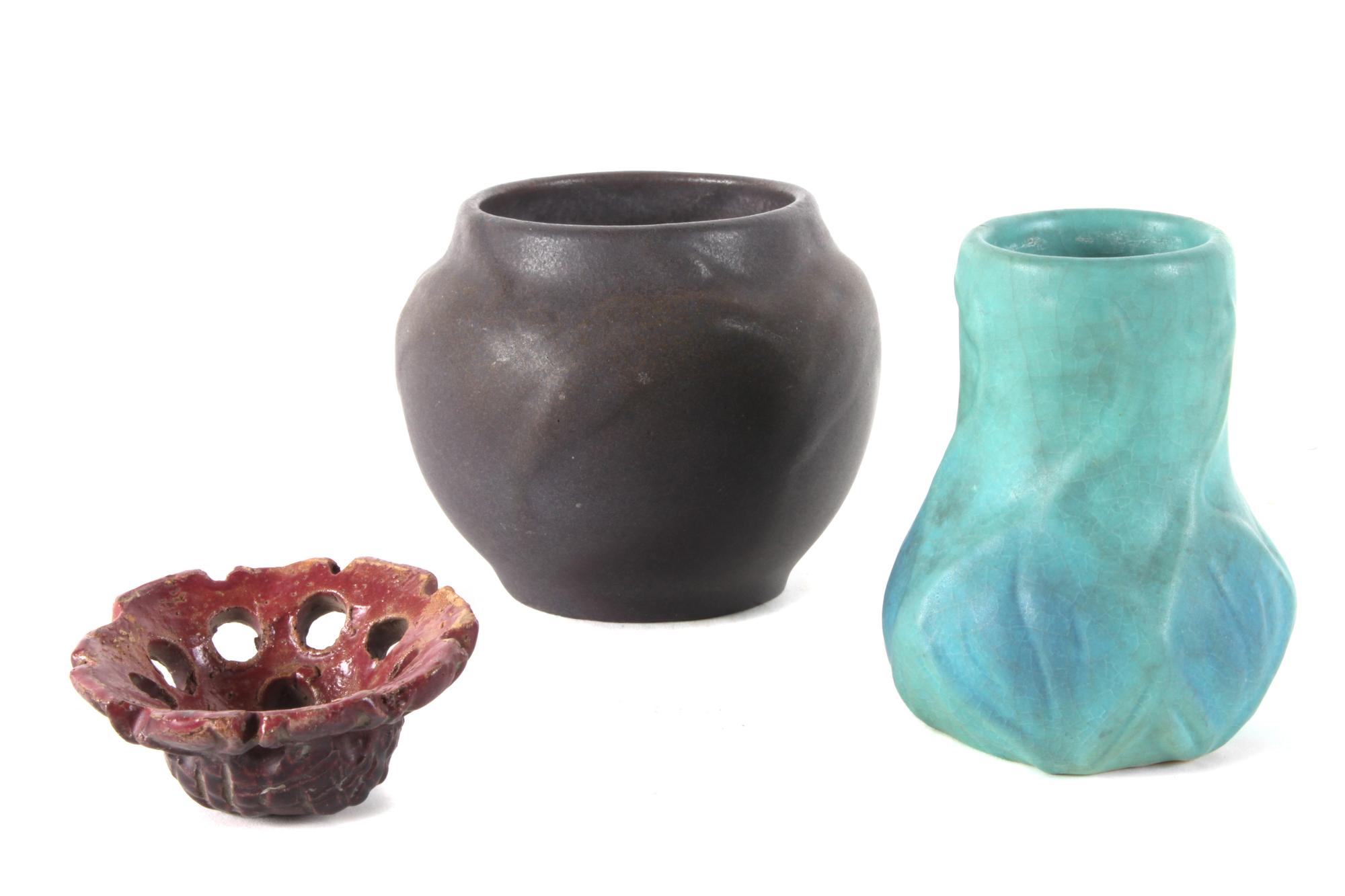 Two Van Briggle Vases Height of larger 4 inches