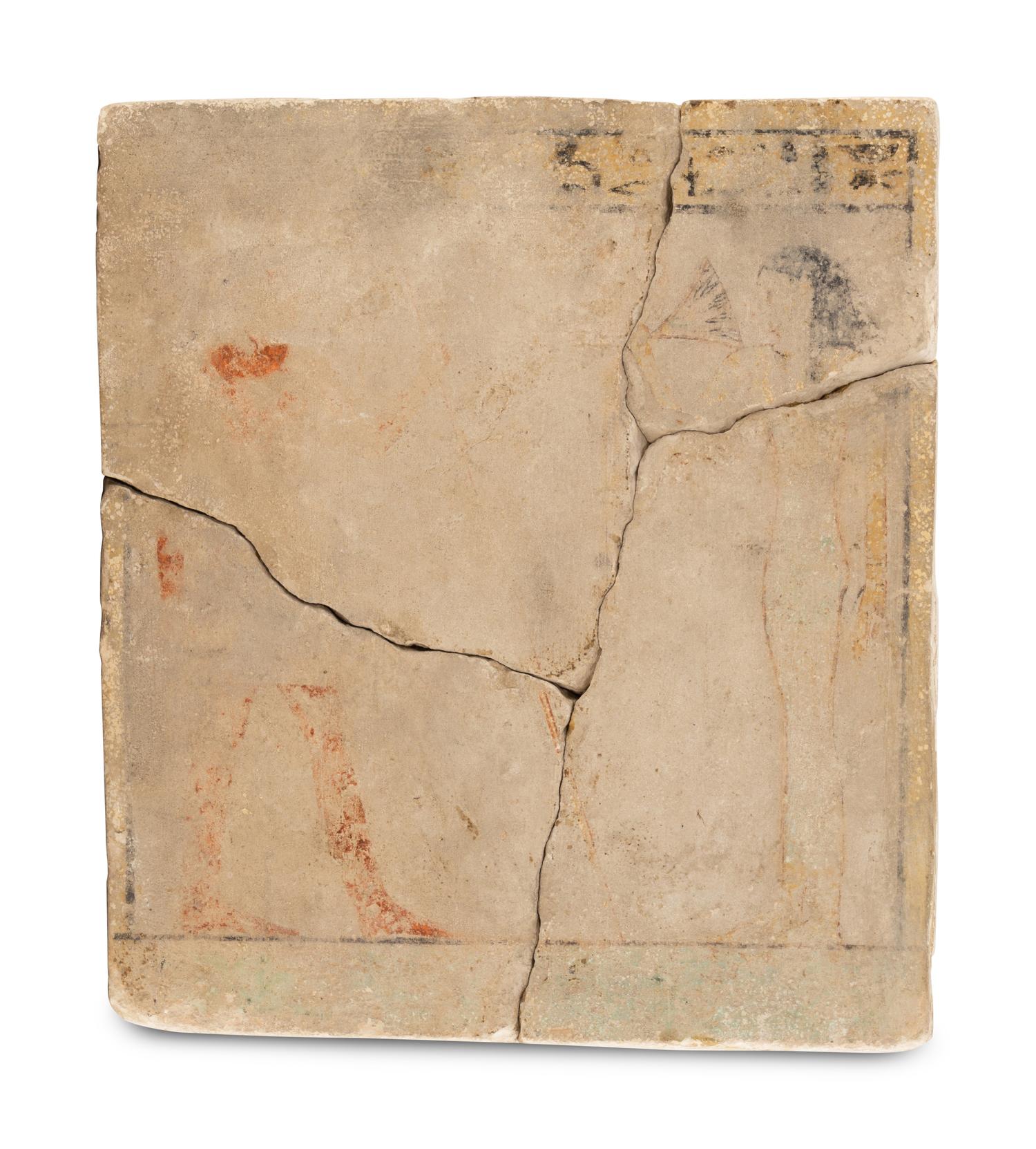 A Painted Limestone Wall Fragment