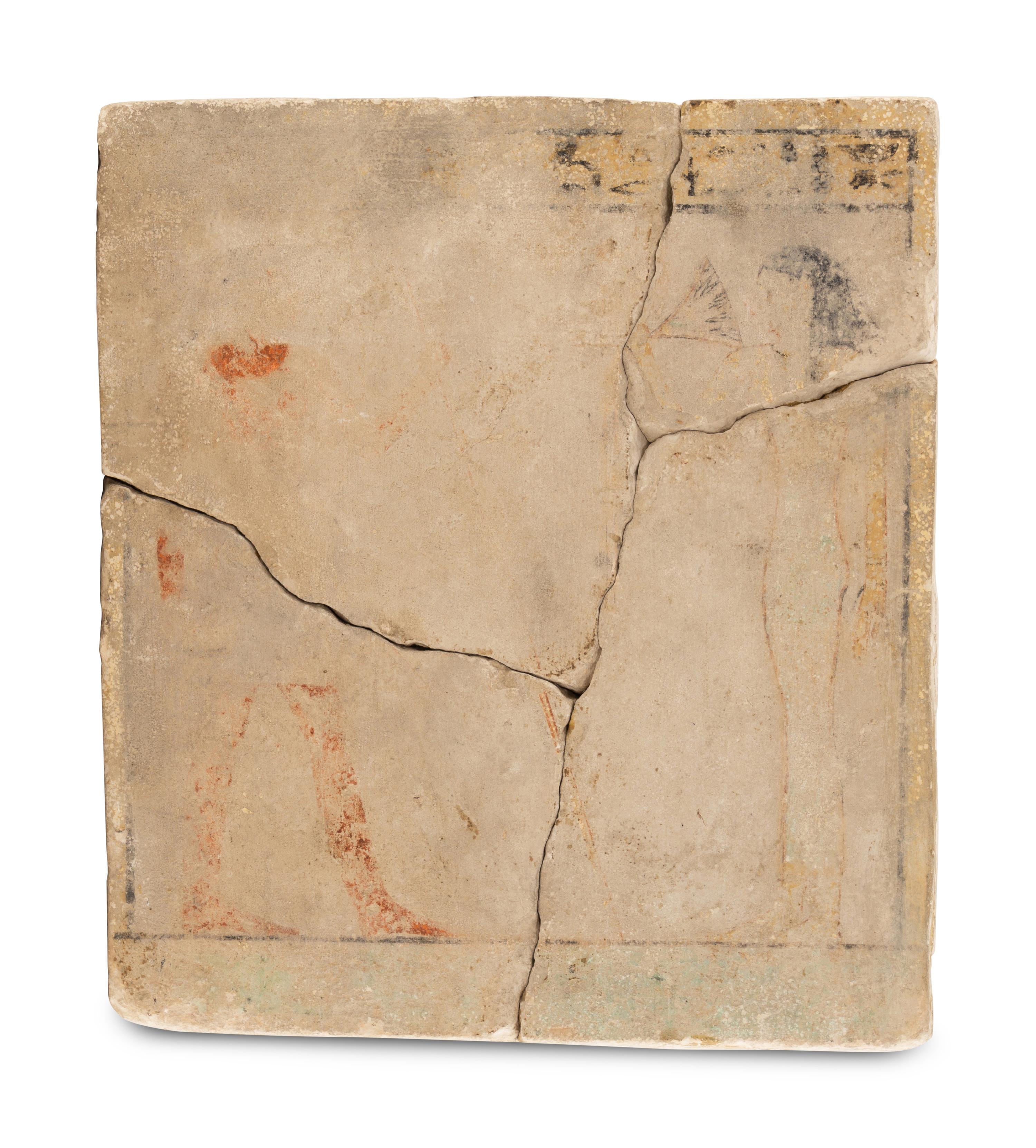 A Painted Limestone Wall Fragment