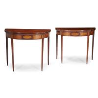 Pair of Federal style inlaid mahogany card tables 19th/20th century