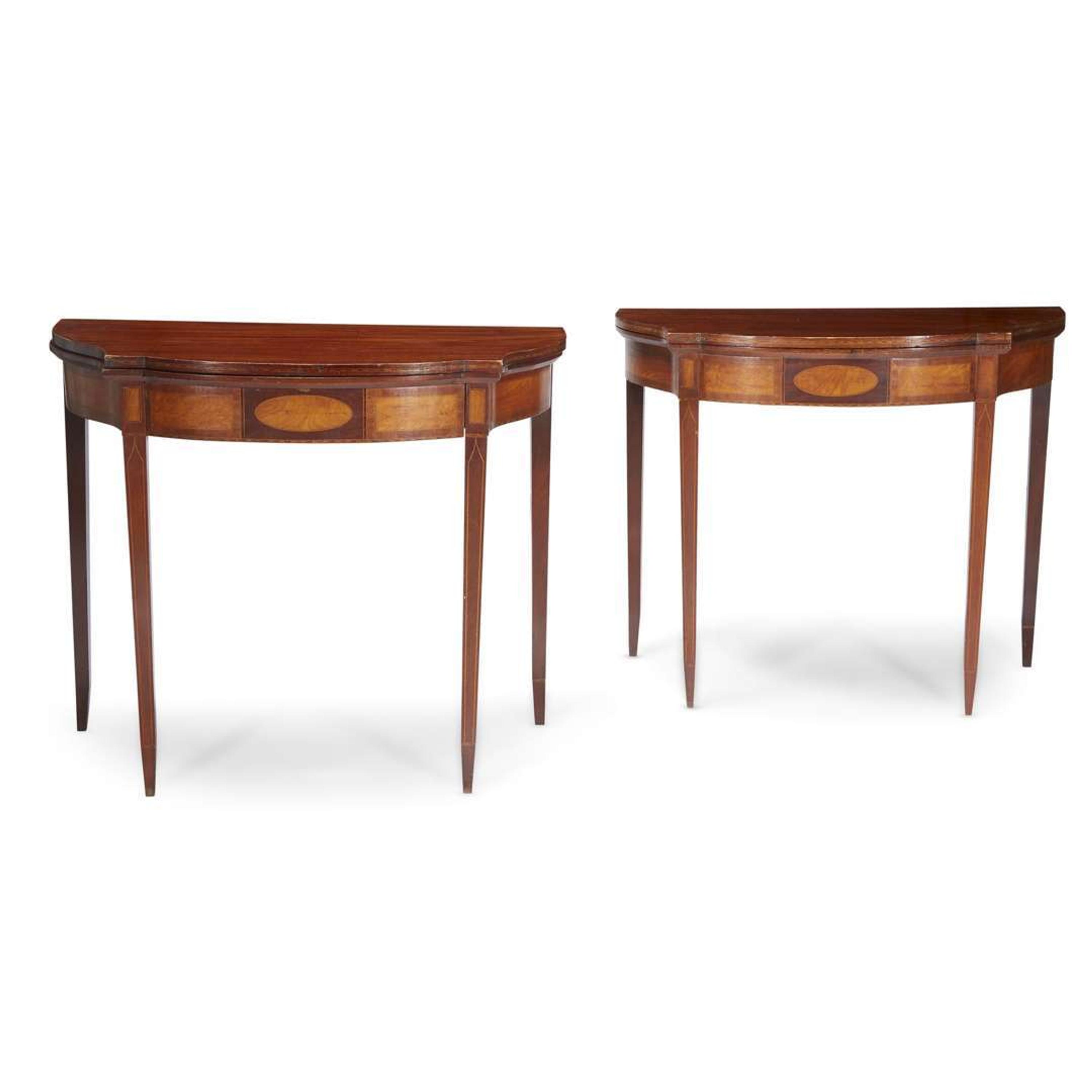 Pair of Federal style inlaid mahogany card tables 19th/20th century