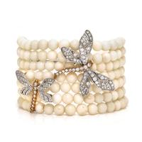 Chantecler, White Coral, Diamond, and Bicolor Gold Dragonfly Bracelet