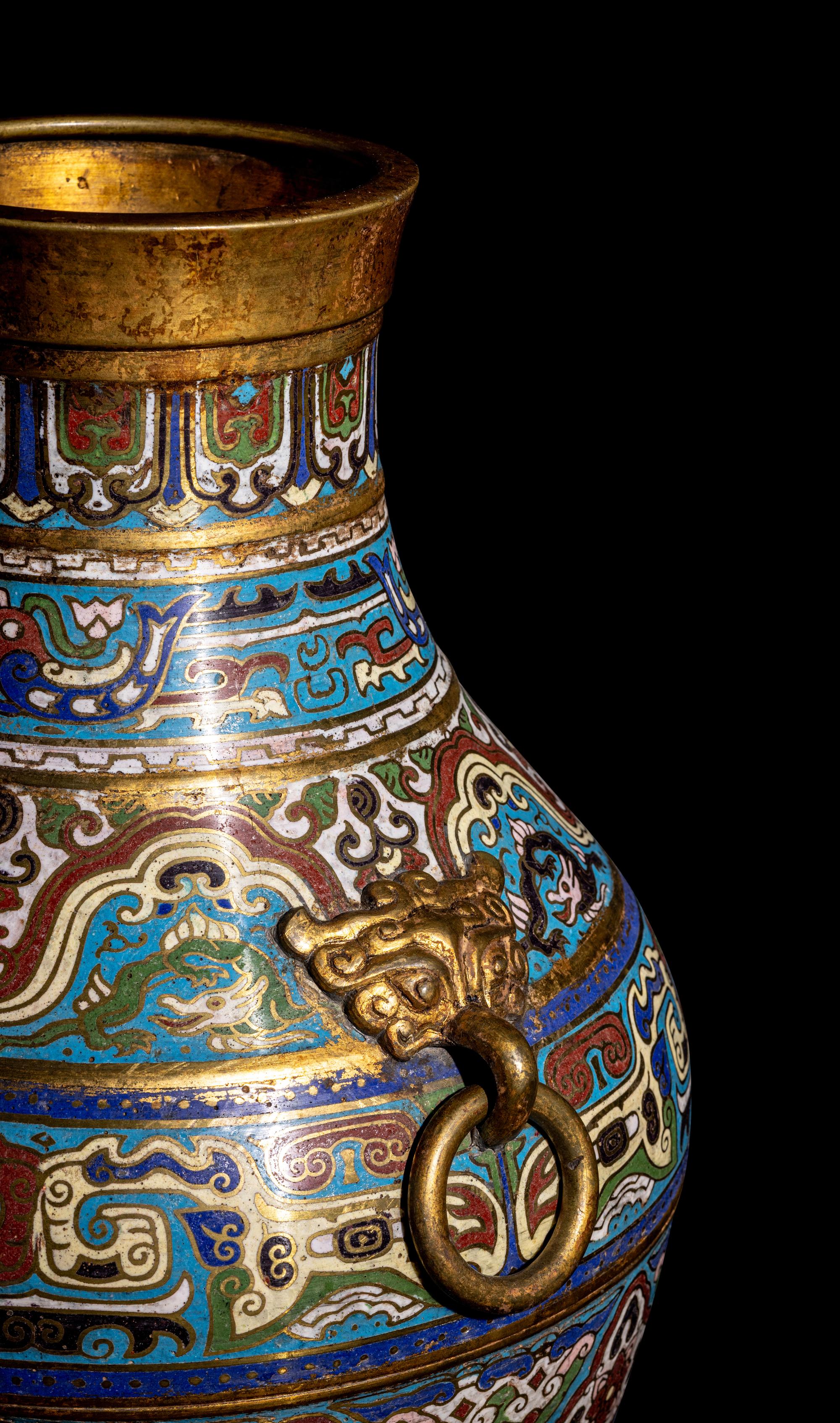 A Chinese Cloisonne Enamel Baluster Vase