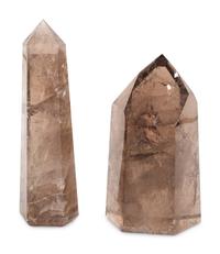 Two Ebanista Smoked Quartz Irregular-Form Obelisks