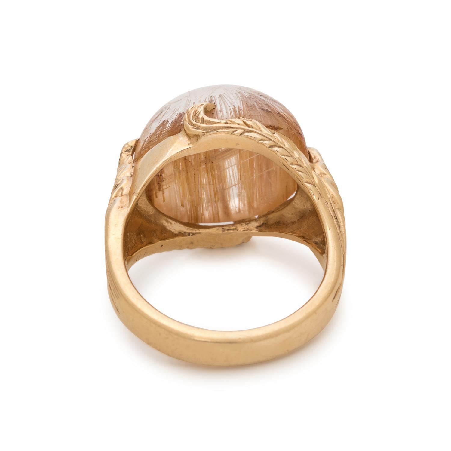 YELLOW GOLD AND RUTILATED QUARTZ RING
