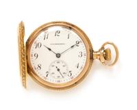 A 14 Karat Yellow Gold Hunter Case Pocket Watch, Elgin for C.D. Peacock, Circa 1904, 23.60 dwts.