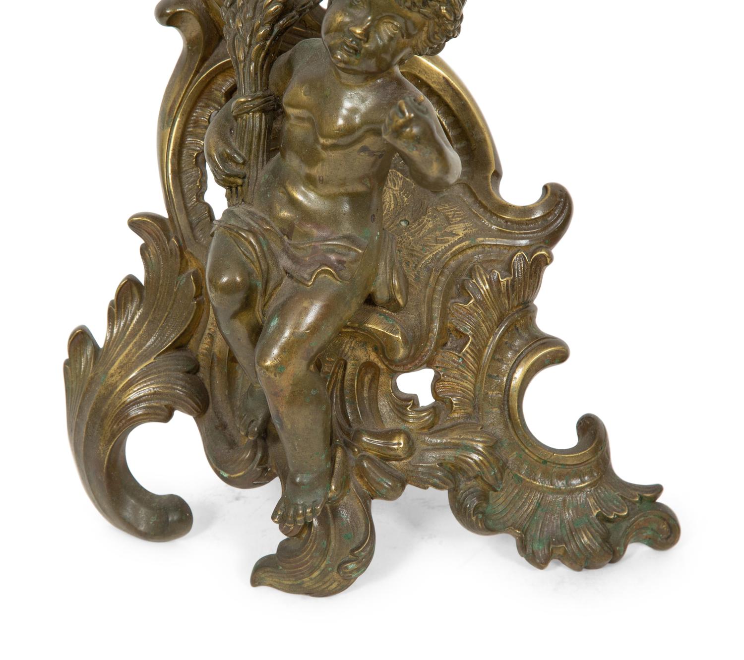 A Pair of French Gilt Bronze Chenets