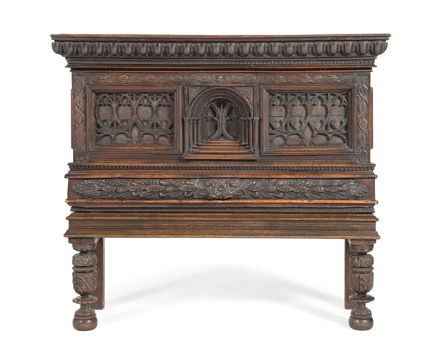 An English Gothic Revival Oak Court Cupboard