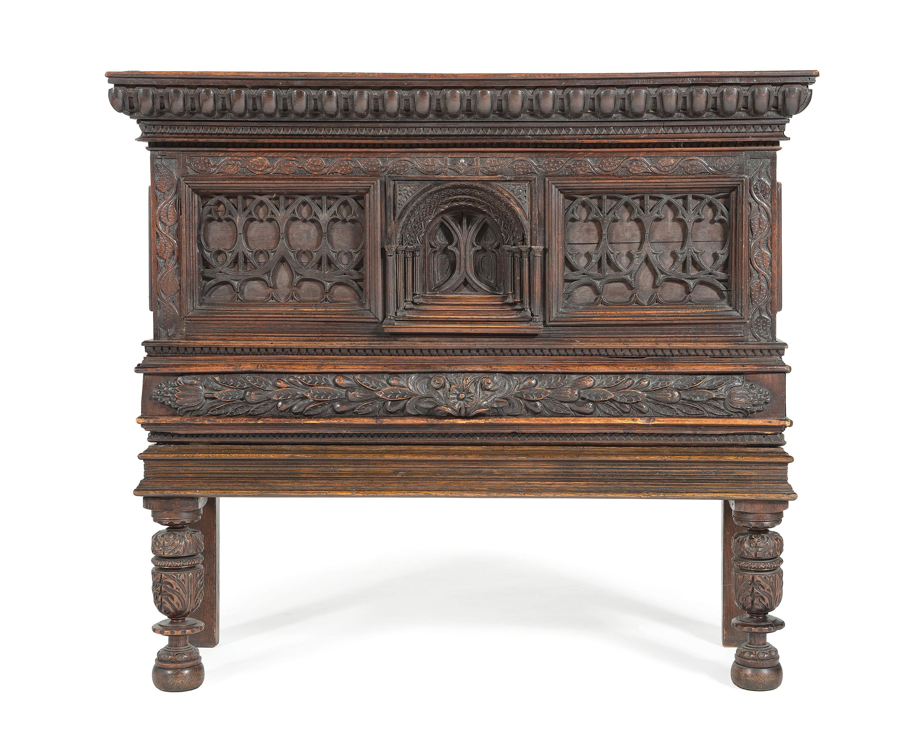 An English Gothic Revival Oak Court Cupboard