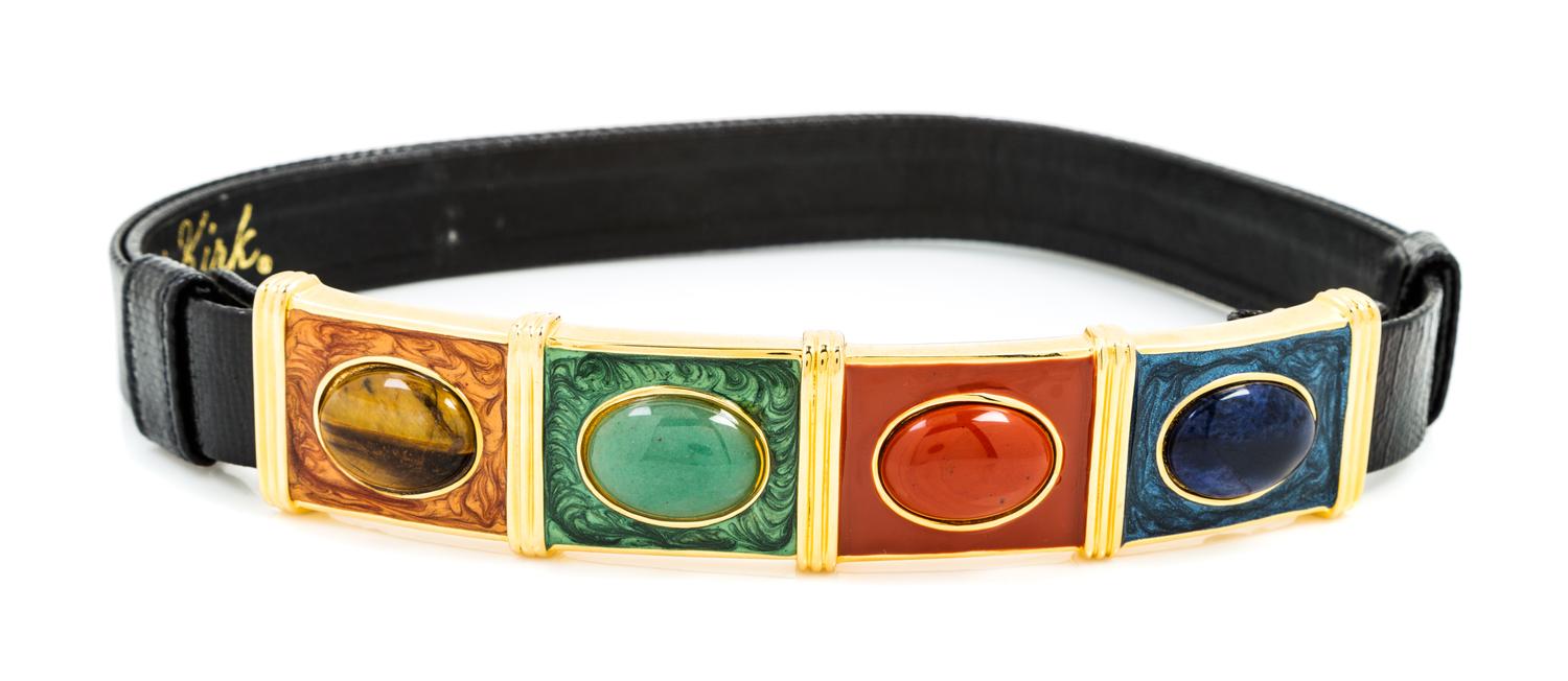 An Alexis Kirk Black Leather Belt,
