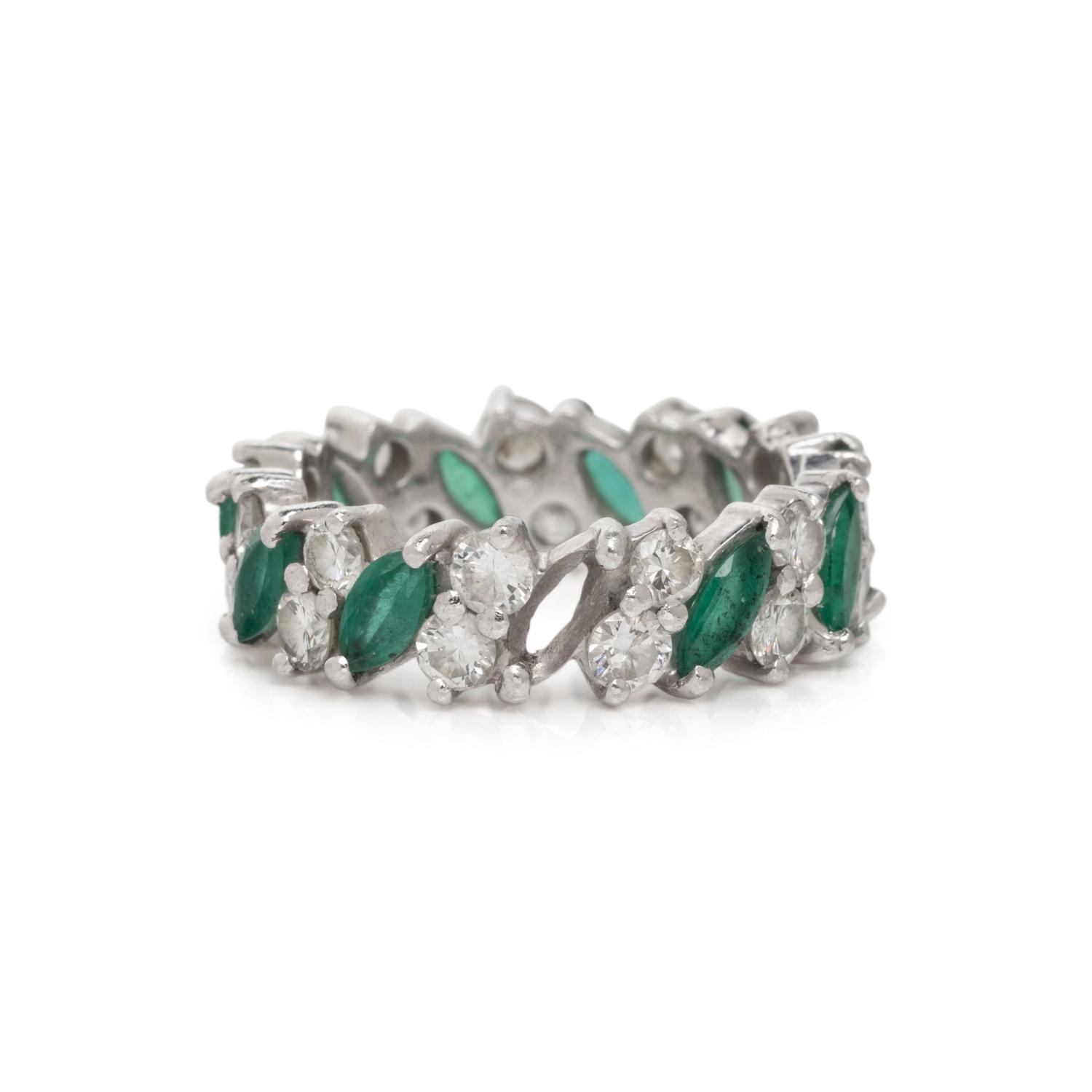 EMERALD AND DIAMOND ETERNITY BAND