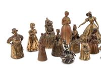 A Collection of Twenty-Four English and Continental Brass and Copper Figural Bells