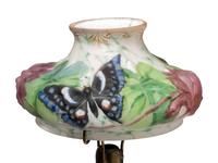 A Reverse-Painted Glass 'Butterfly' Lamp