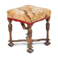 A Continental Carved Walnut Stool