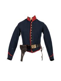 [CIVIL WAR]. Union Artillery shell jacket with saber belt and holster.