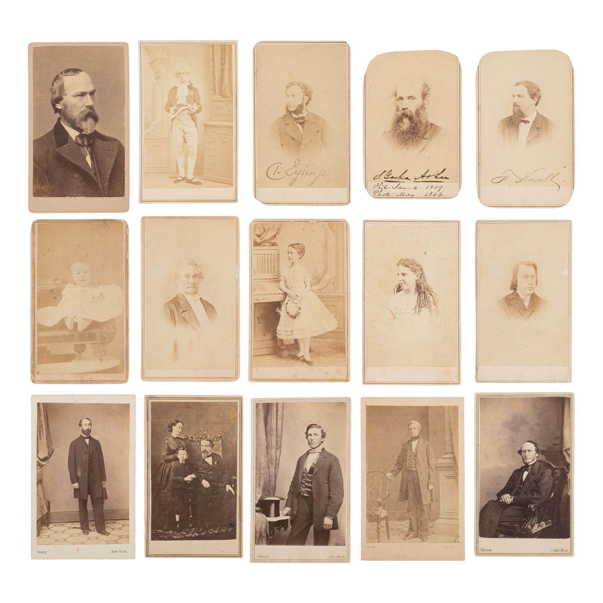 [Early Photography] Group of 114 Carte de Visites of Men, Women, and Children, incl. Portraits by Brady and Gardner