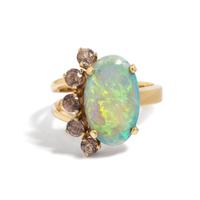 OPAL, GARNET, AND YELLOW GOLD RING