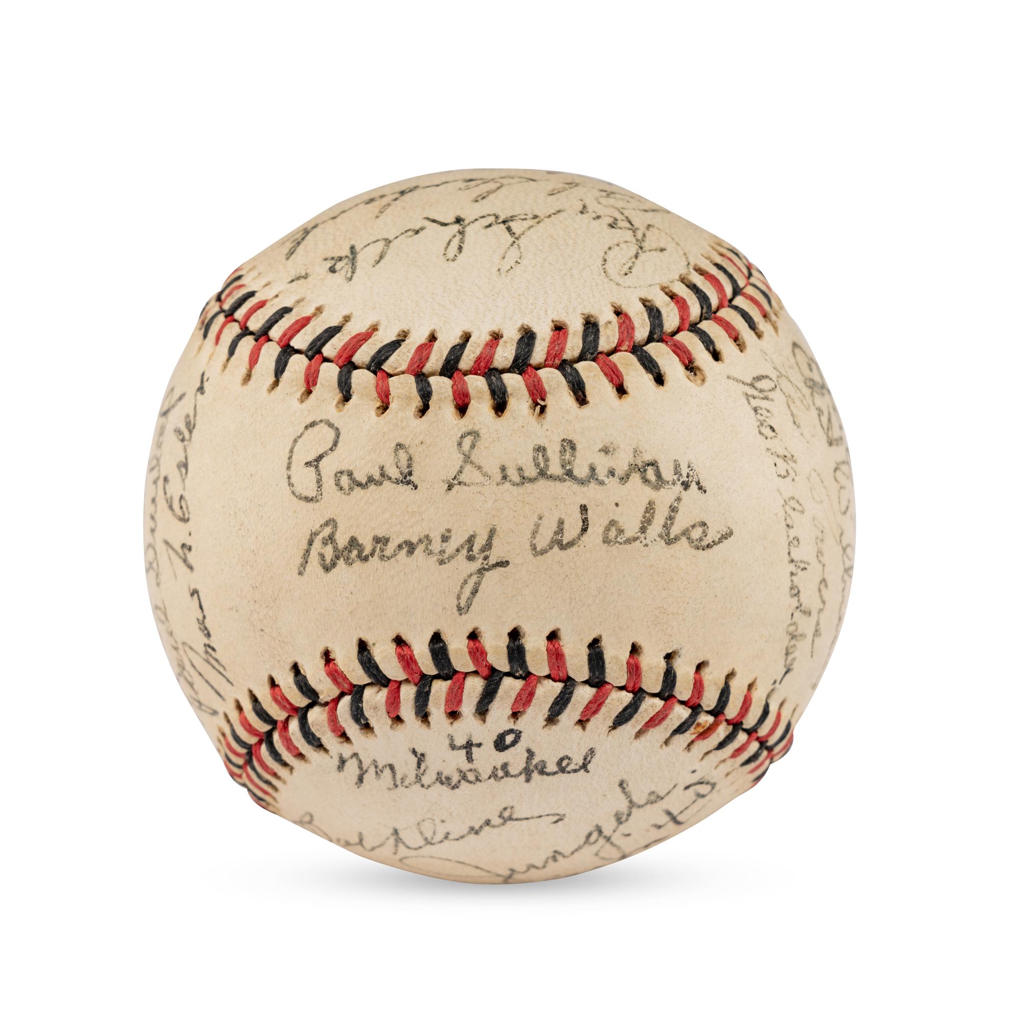 A 1940 Milwaukee Brewers Team Signed Autograph Baseball