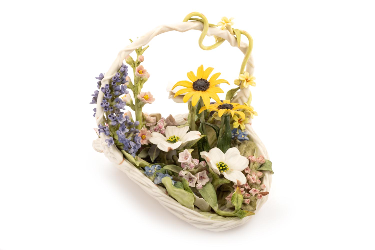 A Cybis Porcelain Colonial Flower Basket
