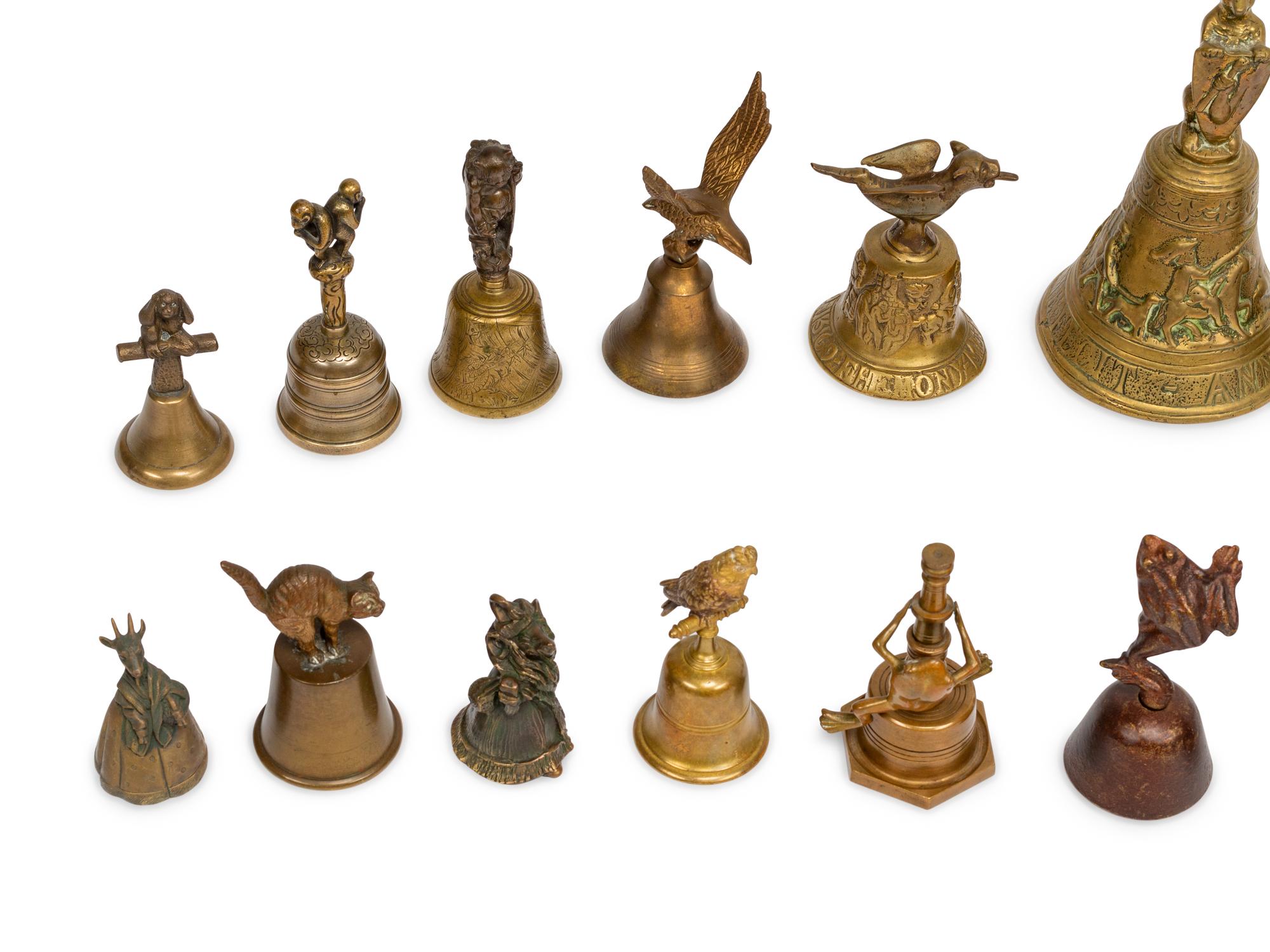 A Collection of Twenty Continental Bronze Animal Form Bells