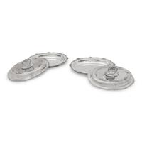 A Pair of English Silver Covered Vegetable Dishes