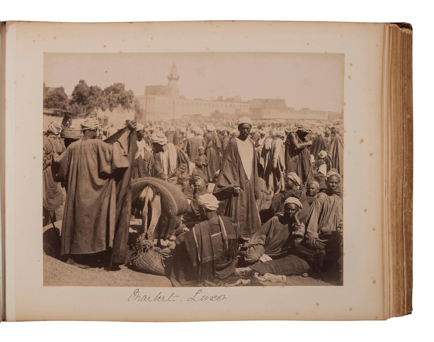 [EARLY PHOTOGRAPHY]. Album containing 96 photographs of Egypt, incl. examples by SEBAH, BONFILS, and BEATO. Ca 1895.