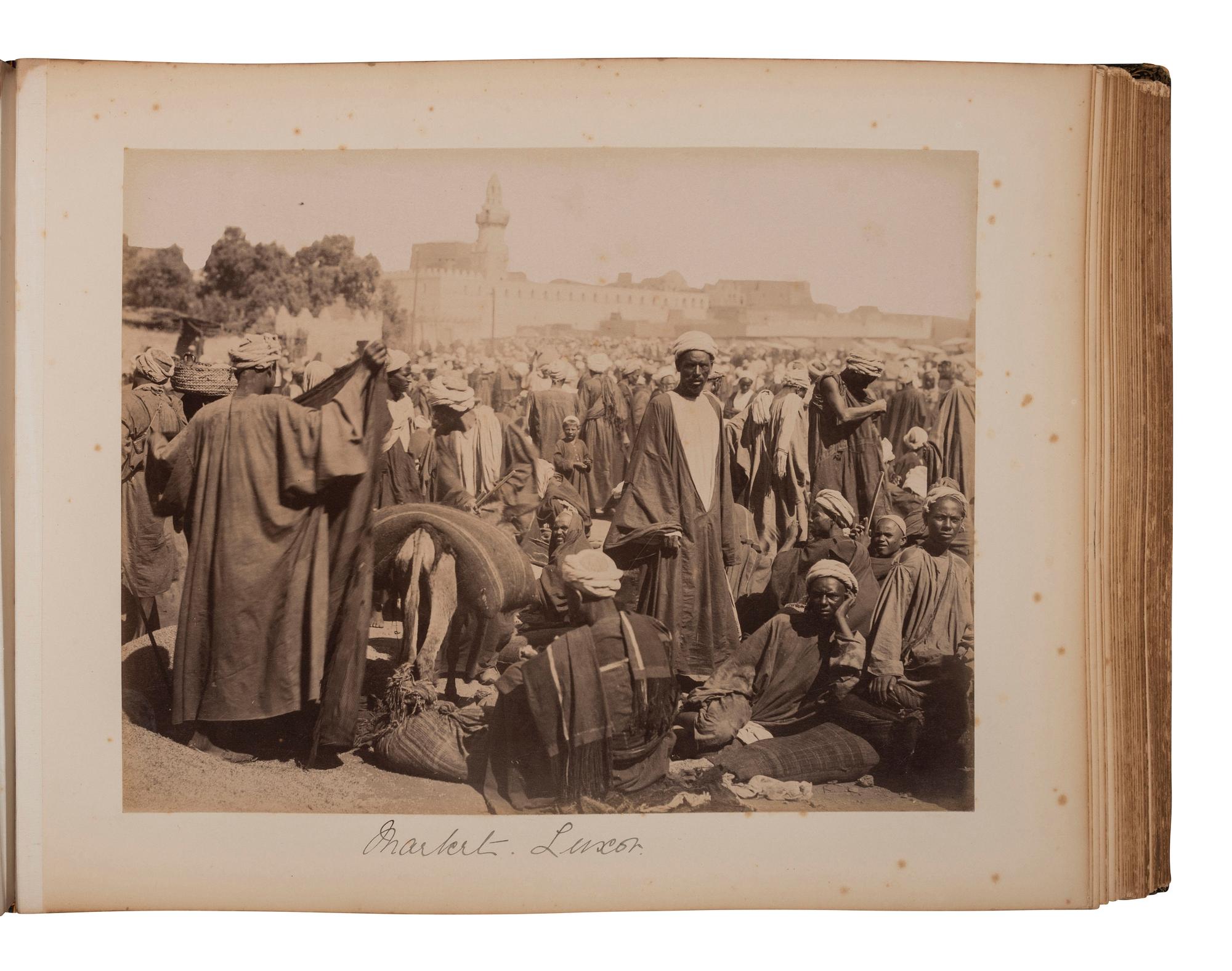 [EARLY PHOTOGRAPHY]. Album containing 96 photographs of Egypt, incl. examples by SEBAH, BONFILS, and BEATO. Ca 1895.