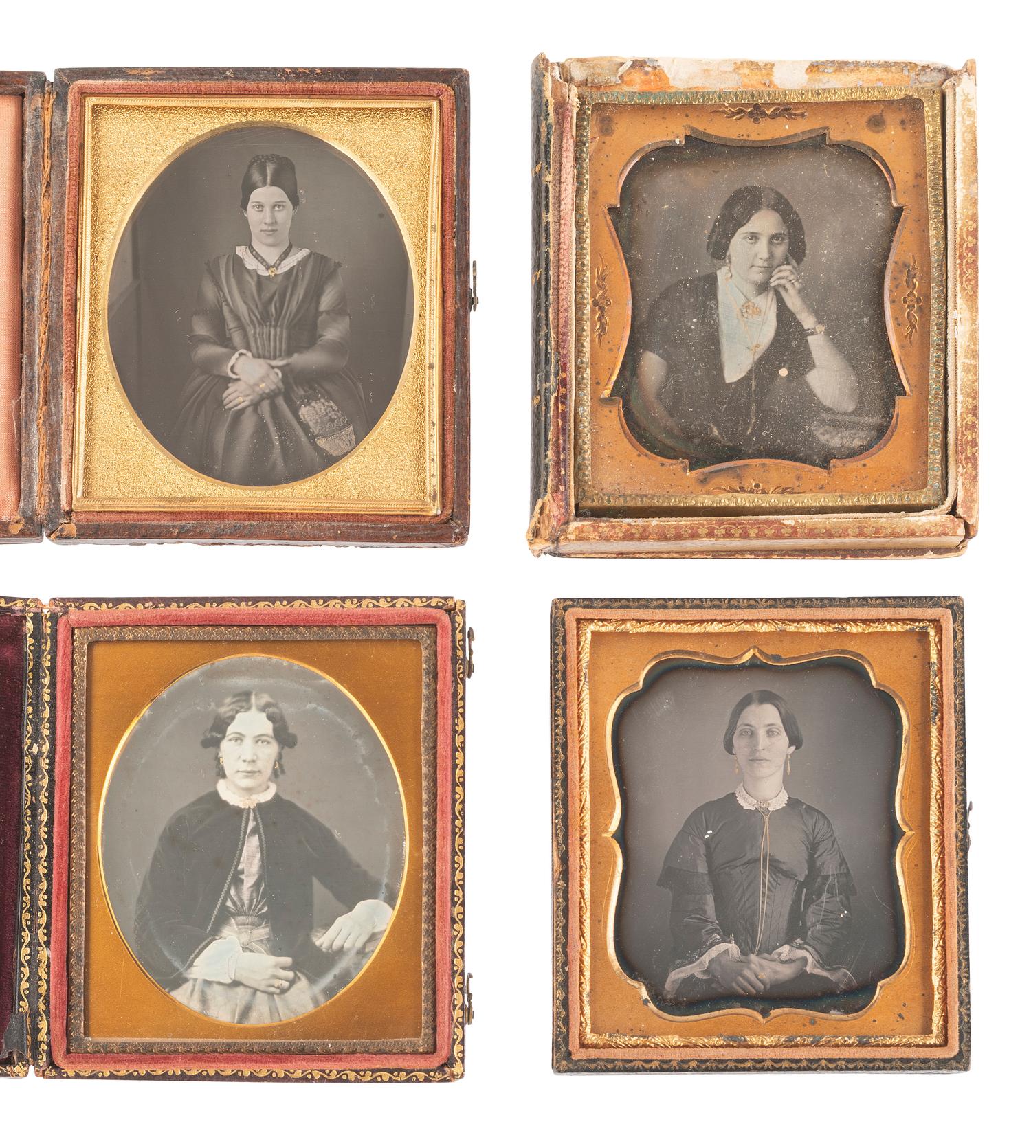 [EARLY PHOTOGRAPHY]. 20 daguerreotypes feat. women with gold accessories incl. example by PLUMBE.