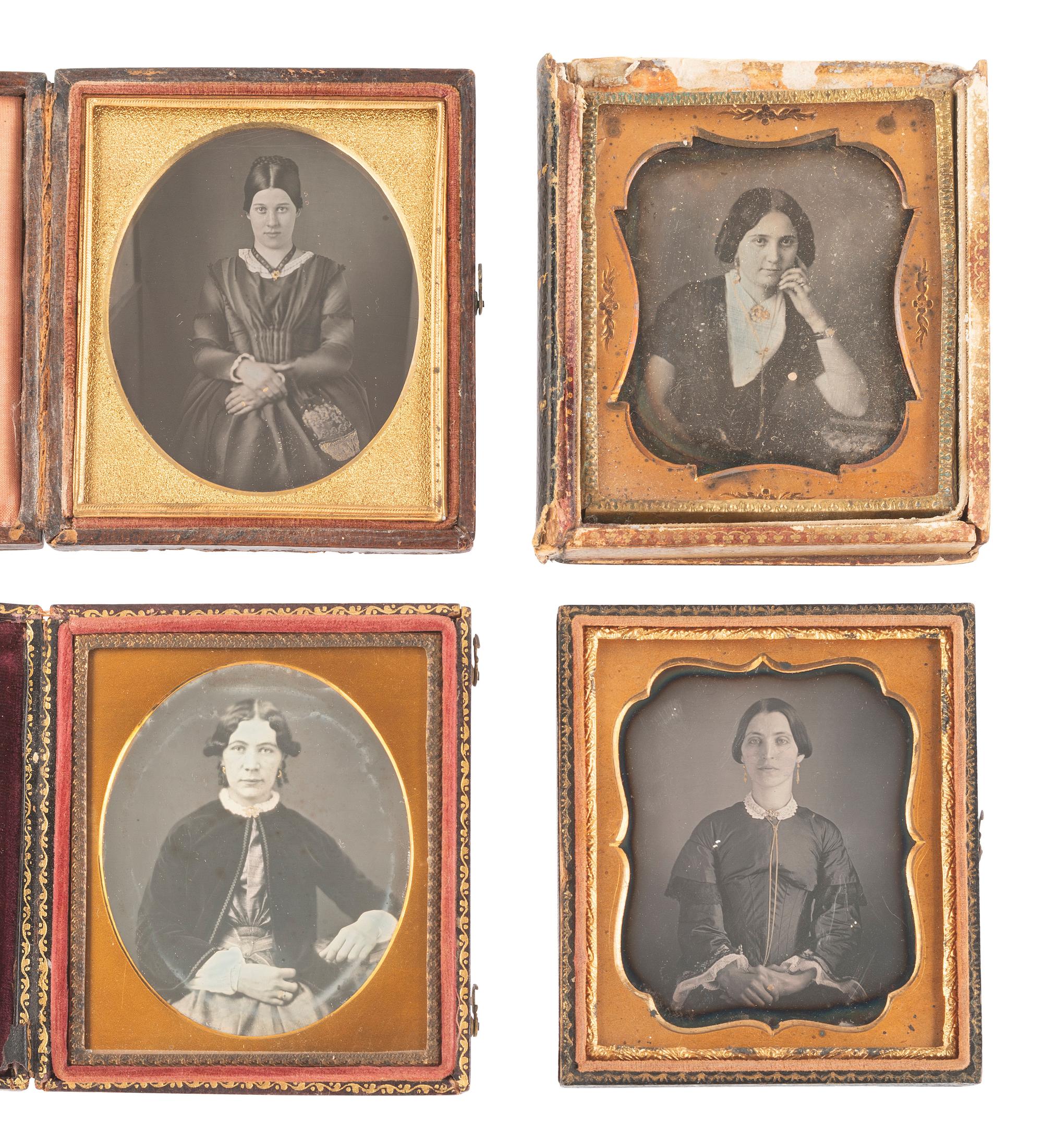 [EARLY PHOTOGRAPHY]. 20 daguerreotypes feat. women with gold accessories incl. example by PLUMBE.
