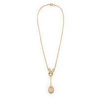 Yellow Gold, Diamond, and Emerald Bunny Necklace