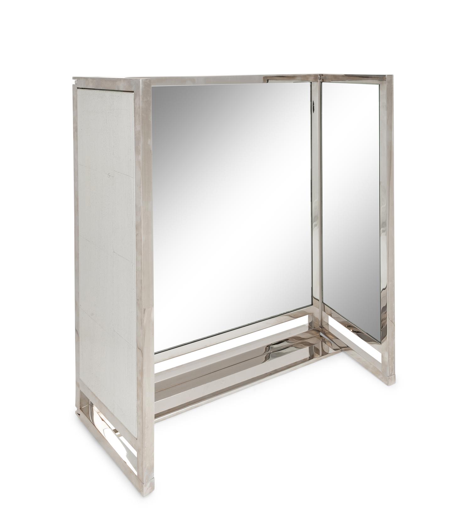 A Lorin Marsh Stainless Steel Vanitas Dressing Mirror