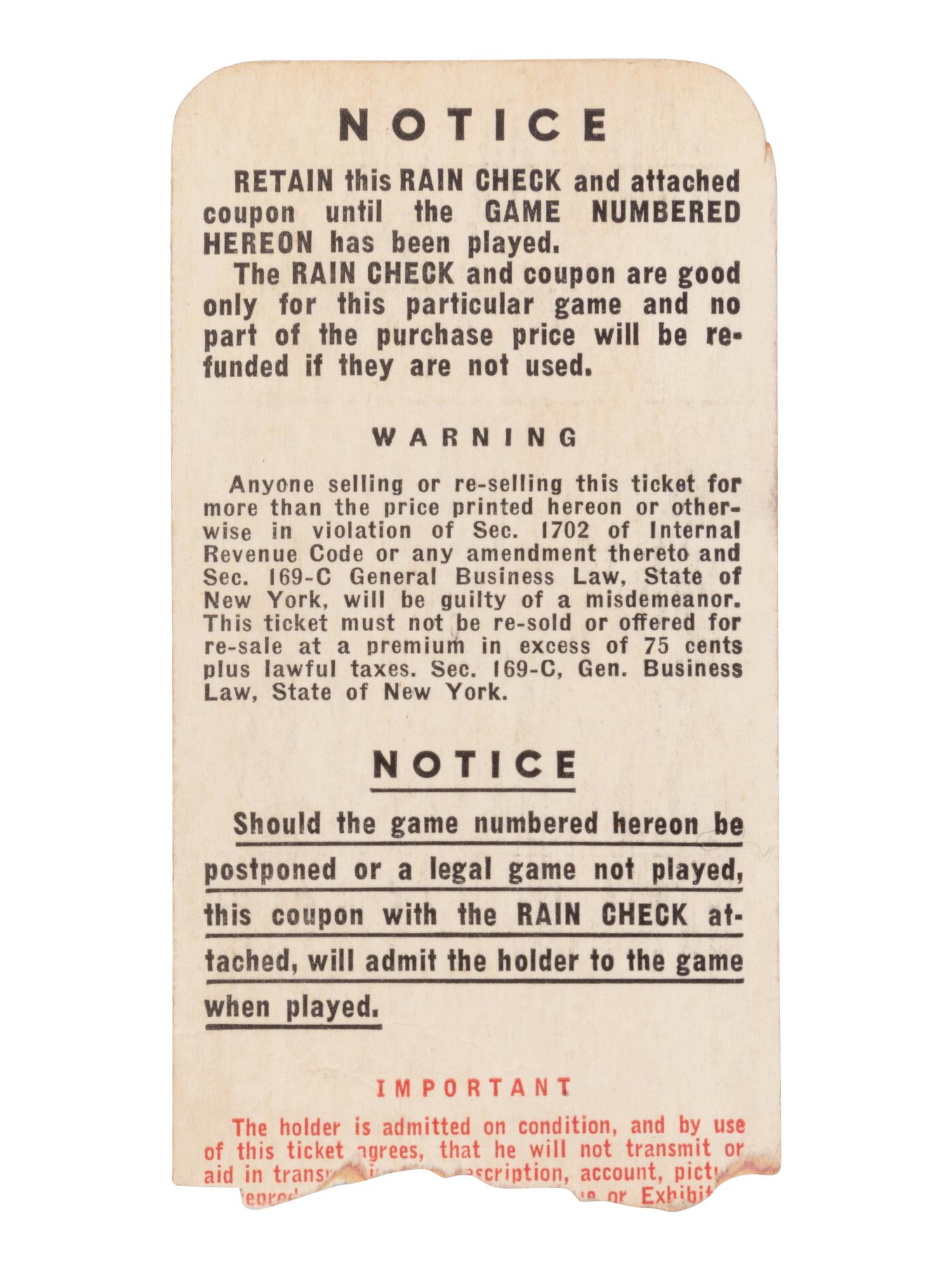 A 1950 World Series Game 4 Ticket Stub (Whitey Ford First WS Win),